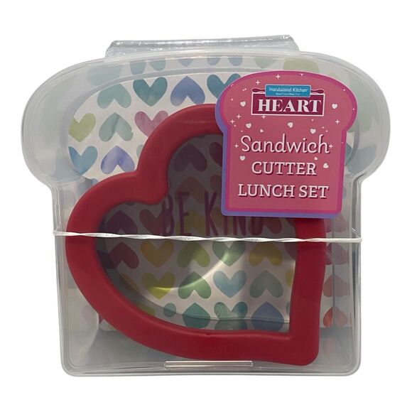 Heart Sandwich Cutter Lunch Set by Handstand Kitchen Clear and Red - Picture 1 of 10